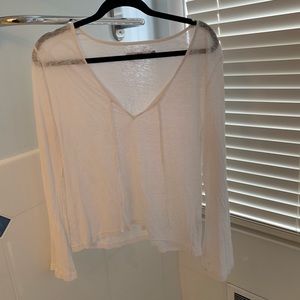 J Brand White Long Sleeve Burnout Tee Shirt